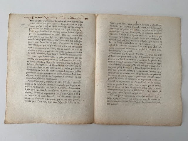 Décret de la Convention Nationale ... Concernant le Mode de jugement des Affaires relatives aux crimes de fausse Monnoie