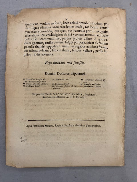 Nicolaus Andry : An mundus senescat?