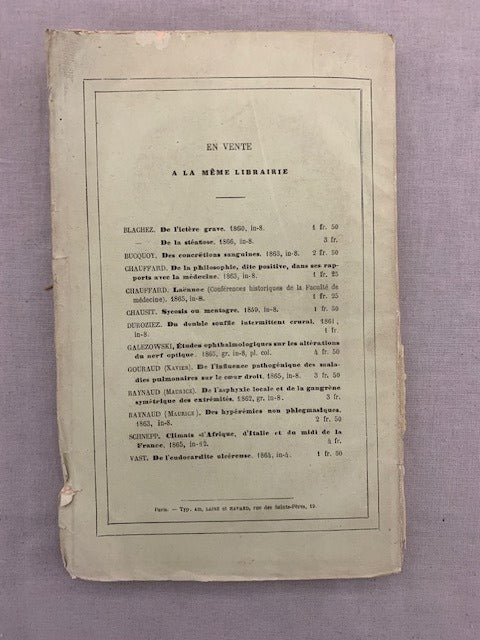 Xavier Gouraud : Caractères généraux des Maladies épidémiques. Thèse présentée au Concours pour l'Agrégation