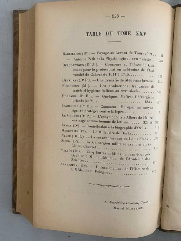 Bulletin de la Société Française d'Histoire de la Médecine. Tome XXV. Année 1931