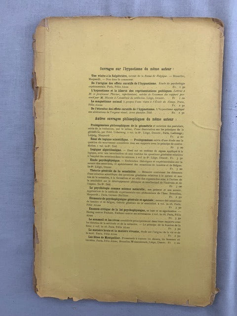J. Delboeuf : L'Hypntosime devant les Chambres Législatives Belges