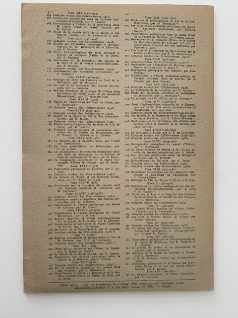 Pierre Routhier : Etude Géologique de la Balagne Sédimentaire (Corse Septentrionale). Bulletin du Service de la Carte Géologique de la France No. 249 Tome LIV