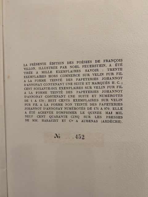 François Villon : Oeuvres illustrées par Noël Feuerstein