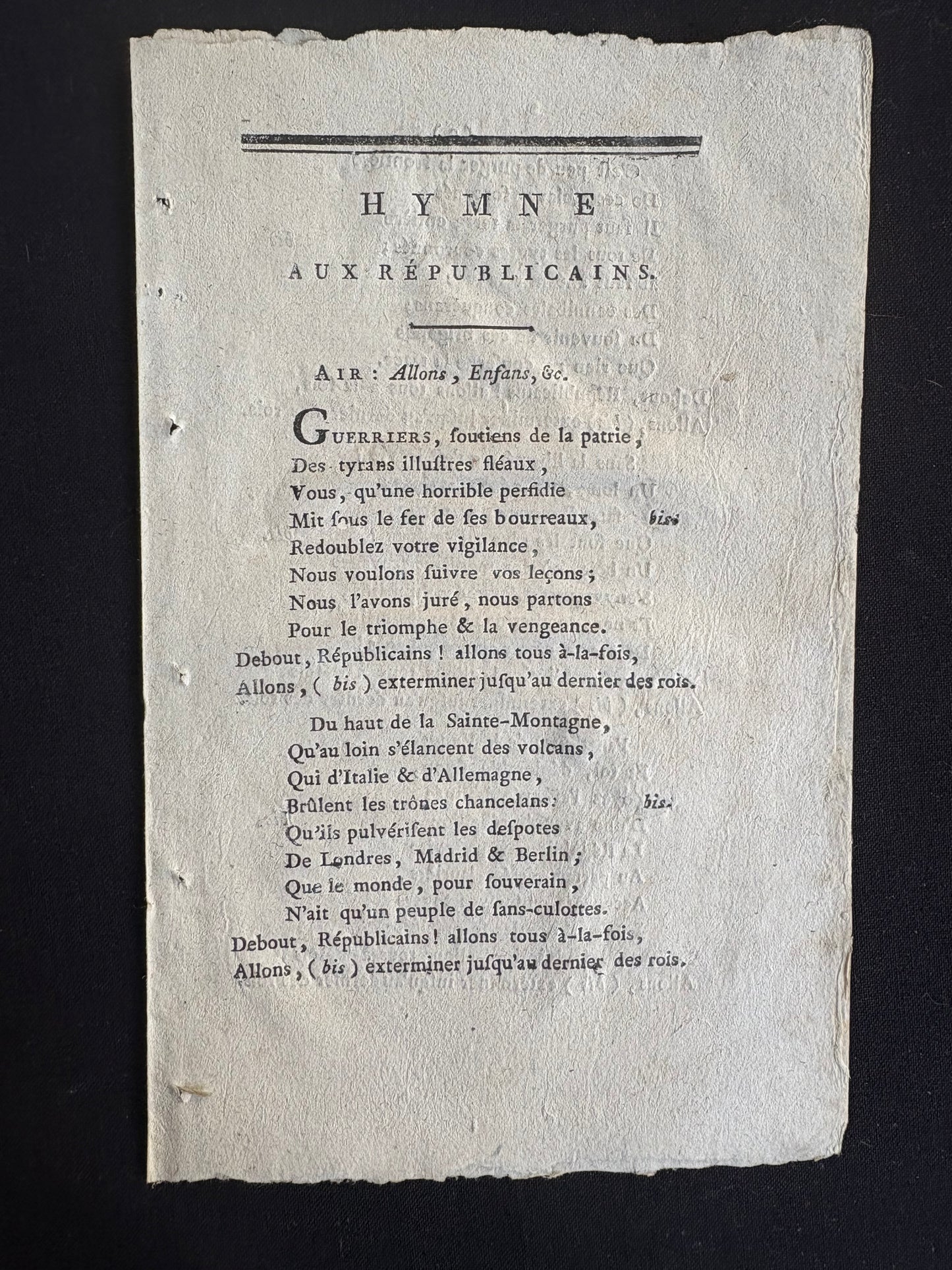 [Antoine Sérieys] : Hymne aux Républicains. Air : “Allons, Enfans…”
