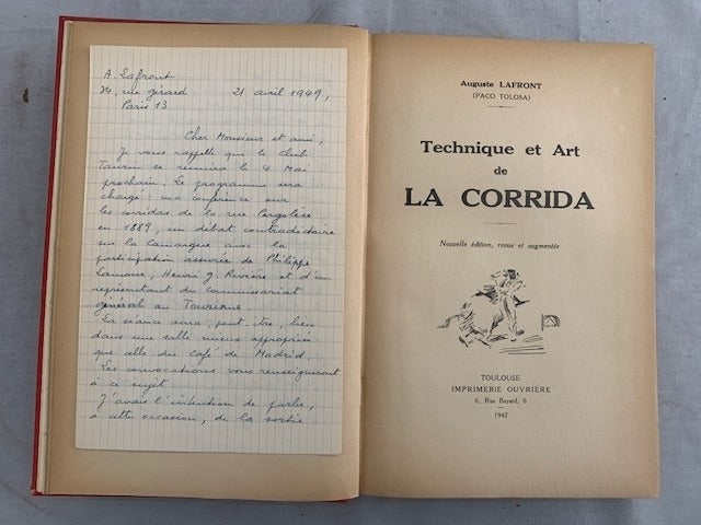 Auguste Lafront (Paco Tolosa)‎Technique et Art de la Corrida. Nouvelle édition  revue et augmentée