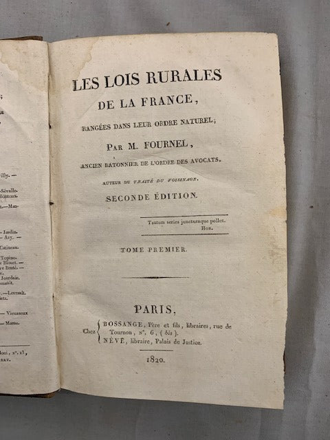 Jean-François‎ Fournel : Les Lois Rurales de la France rangée dans leur ordre naturel. Seconde édition [complet en 3 volumes]