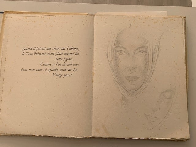 Paul Claudel : Ferveur. Avec 8 dessins originaux d'Emilienne Milani [signé par Paul Claudel  on joint une lettre signé de Claudel et plusieurs dessins originaux et documents d'Emilienne Milani)