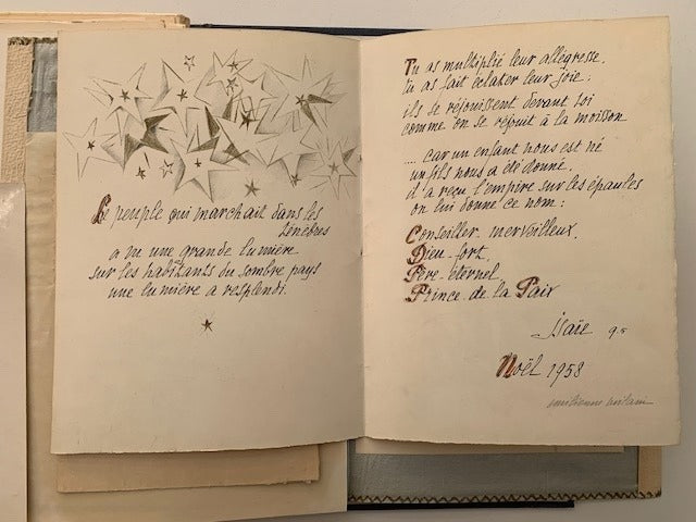 Paul Claudel : Ferveur. Avec 8 dessins originaux d'Emilienne Milani [signé par Paul Claudel  on joint une lettre signé de Claudel et plusieurs dessins originaux et documents d'Emilienne Milani)
