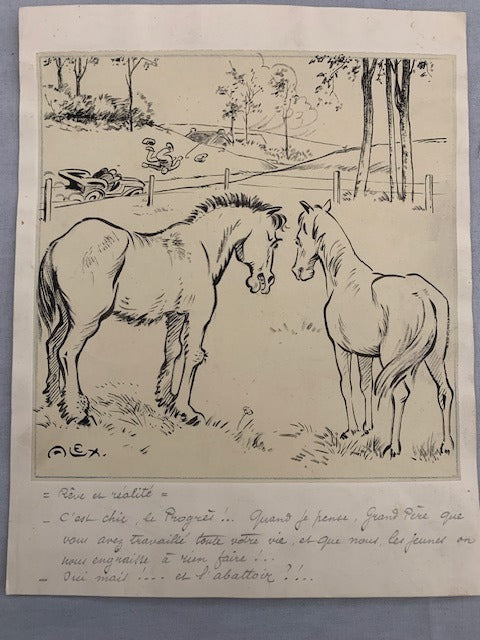 Alex [Alex Hallez]‎ : Dessin original signé 'Rêve et Réalité'