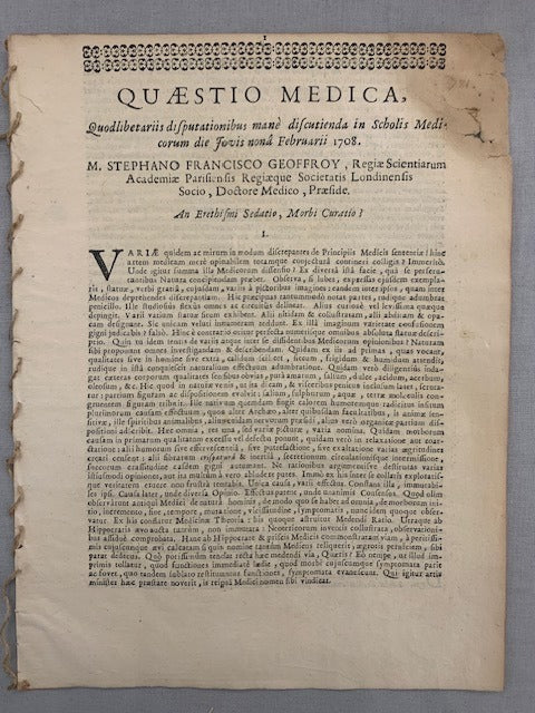 Johannes Claudius Adrianus Helvetius : An Erethismi Sedatio  Morbi Curatio?
