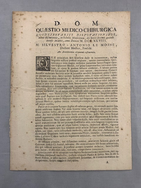 Anna-Carolus Lorry : An Arteriotomia aliquando instituenda