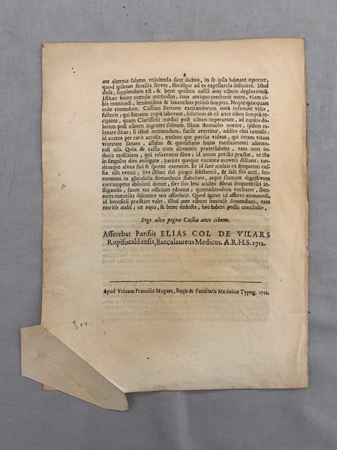 Elias Col de‎ Villars : An alvo pigrae Cassia ante cibum?