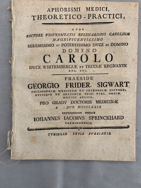 Iohannes Iacobus‎ Sprinckhard : Aphorismi Medici, Theoretico-Practici