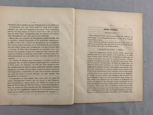 Achille Augarde : De l'Invagination de l'Intestin. Thèse présentée à la Faculté de Médecine de Strasbourg et soutenue publiquement le mardi  19 janvier 1864  à 4 heures [avec envoi de l'auteur]