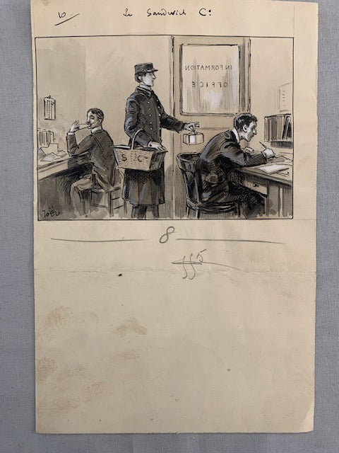Pierre ‎Joël : Dessin original signé 'Le Sandwich Co.'