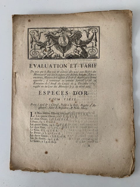 Evaluation et Tarif ... Especes d'Or