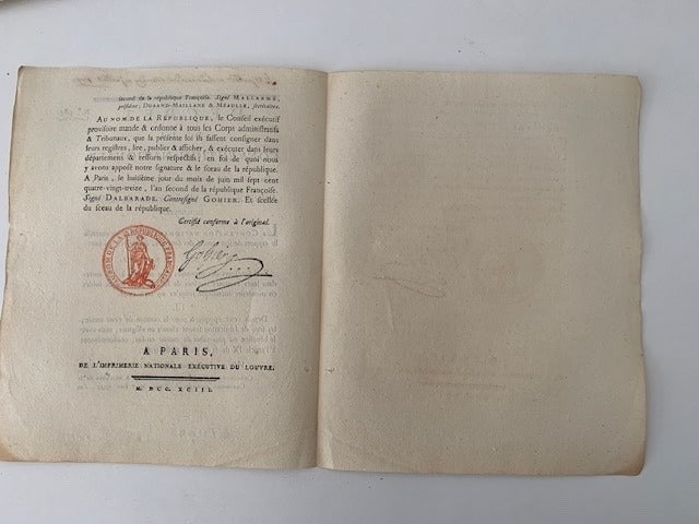 Décret de la Convention Nationale  Du 30 Mai 1793  l'an second de la république Françoise  Relatif aux frais de fabrication des Espèces monnoyées