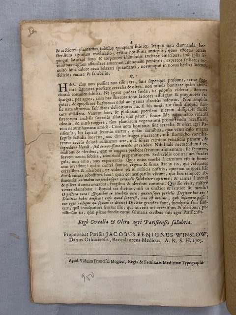 Jacobus Benignus‎ Winslow : An Cerealia & Olera agri Parisiensis salubria?