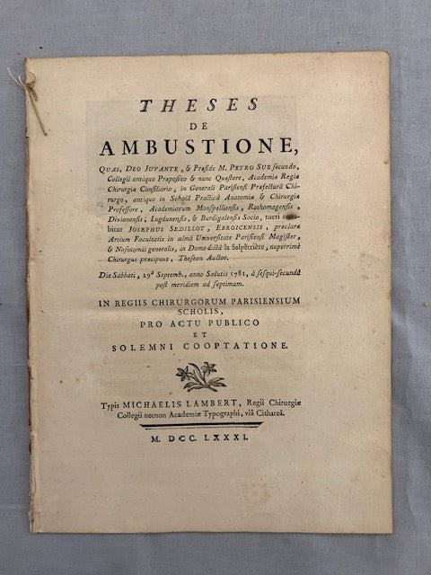 Josephus‎ Sedillot : Theses de Ambustione  …