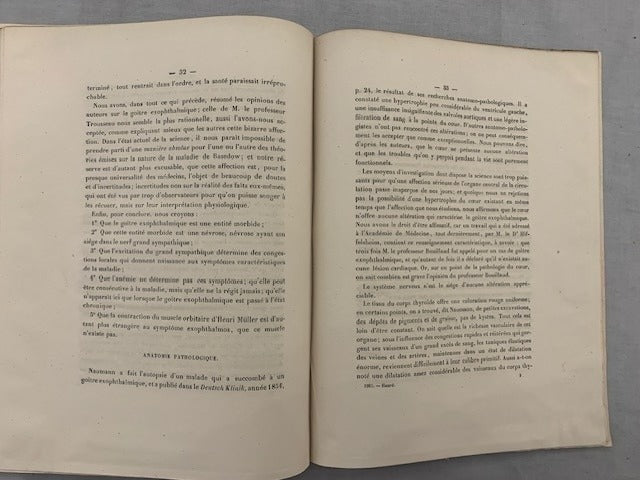 Louis-Octave‎ Huard : Du Goitre-Exophtalmique. Thèse pour le Doctorat en Médecine  Présentée et soutenue le 17 août 1861 [avec dédicace de l'auteur]