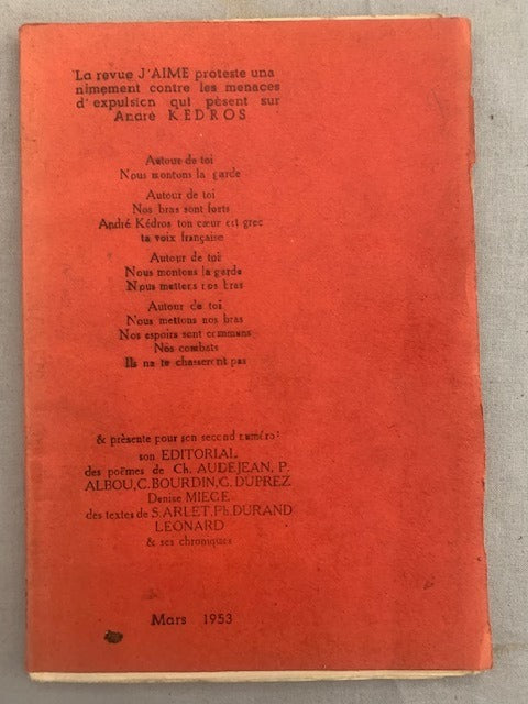 Gilbert Duprez (directeur)‎J'aime. Revue. Numéro second. Mars 1953