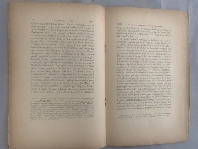Allotte de la Fuÿe : Une Monnaie incertaine. Au Nom d'Artavasde. Extrait de la 'Revue Numismatique  1914  p. 153