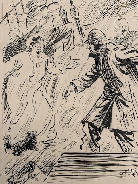 A.R.‎ Cane : Original drawing 'Old Lady and Seaman'