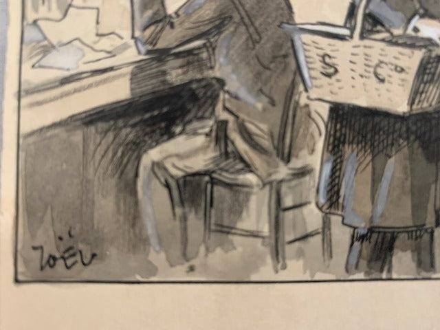 Pierre ‎Joël : Dessin original signé 'Le Sandwich Co.'