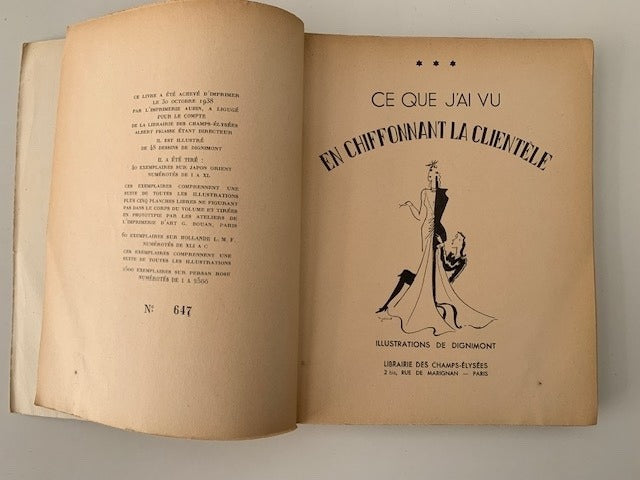 Anonyme : Ce que j'ai vu en chiffonant la clientèle. Illustrations de Dignimont