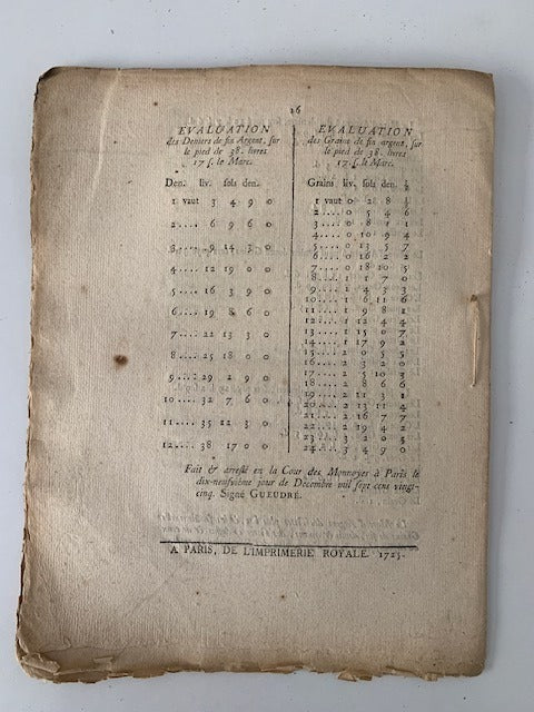 Evaluation et Tarif ... Especes d'Or