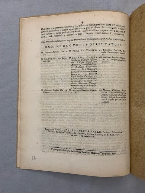 Joannes Natalis‎ Hallé : An antequam instituantur Operationes Chirurgicae corpus  medicè praeparandum?