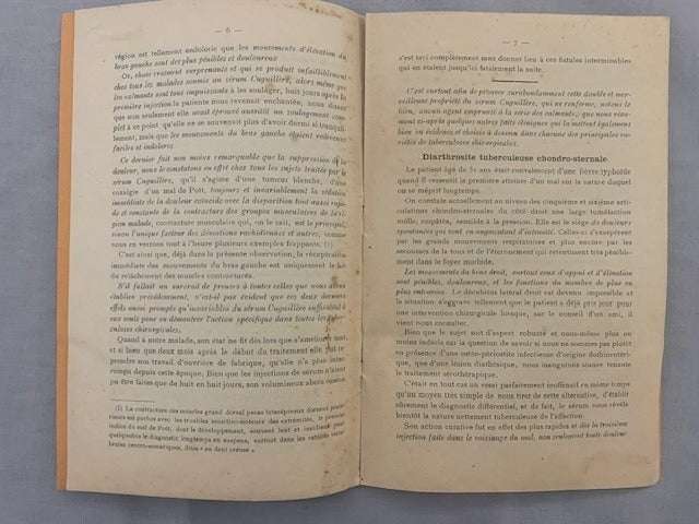 Cuvelier : La Tuberculose Vaincue. Guérison des tuberculoses osseuse et ganglionnaire pr le Sérum Cuguillère  son action spécifique parfaitement démontrée