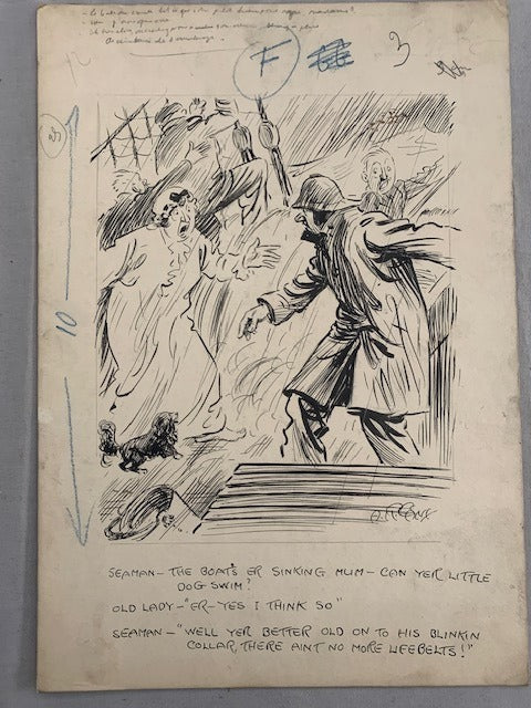 A.R.‎ Cane : Original drawing 'Old Lady and Seaman'