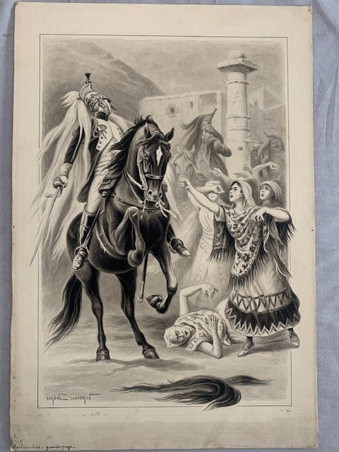 Eugène Chaperon : Dessin original signé
