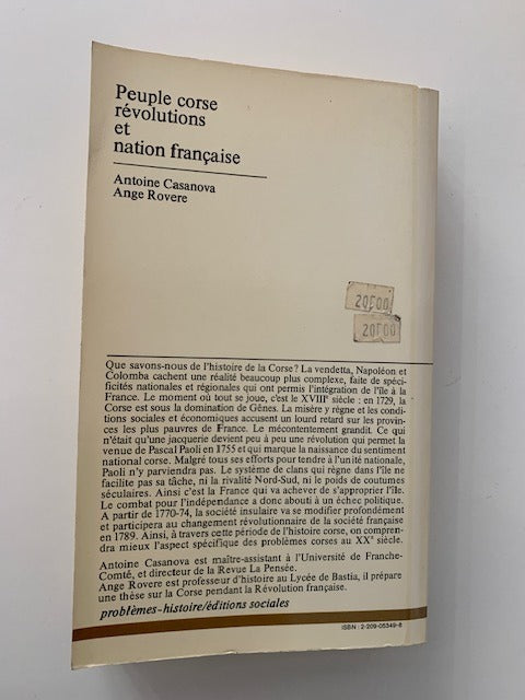 Antoine Casanova & Ange Rovere : Peuple corse révolutions et nation française
