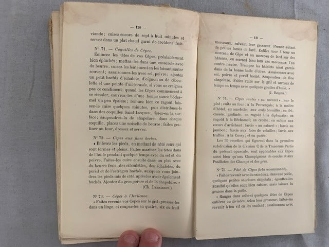 Gustave de Coutouly : L'Art d'Accomoder les Champignons. Règles générales et description des espèces recommandées. Cent recettes anciennes et nouvelles
