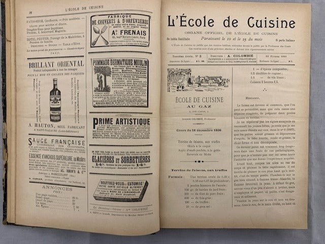 A. Colombié (directeur)‎ : L'École de Cuisine. Organe Officiel de l'École de cuisine. Année 1899 complète