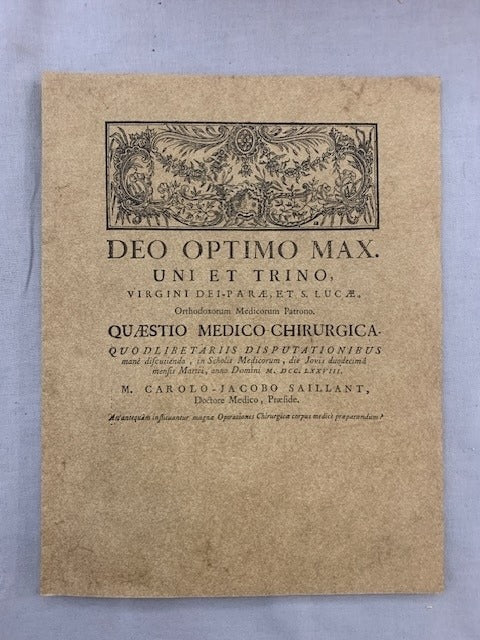 Joannes Natalis‎ Hallé : An antequam instituantur Operationes Chirurgicae corpus  medicè praeparandum?
