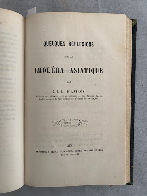 Récamier; d'Astros; Jal; Beullac; Bertulus‎ : Recueil de 4 textes sur la choléra & ...L'Influence que peut exercer l'Éclairage au gaz .....