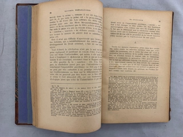 Premier Congrès International de Droit Pénal tenu à Bruxelles (26-29 juillet 1926). Rapports Préparatoires. Association de Droit pénal