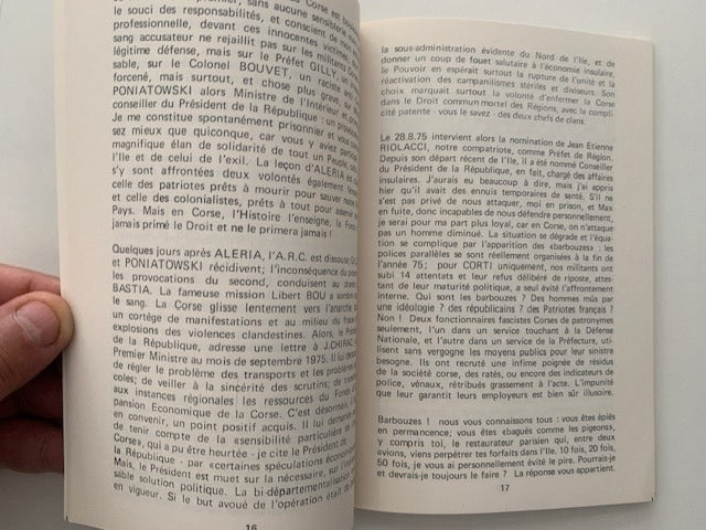 Edmond Simeoni : Le discours intégral de Edmond Simeoni. Furiani 14 août 1977