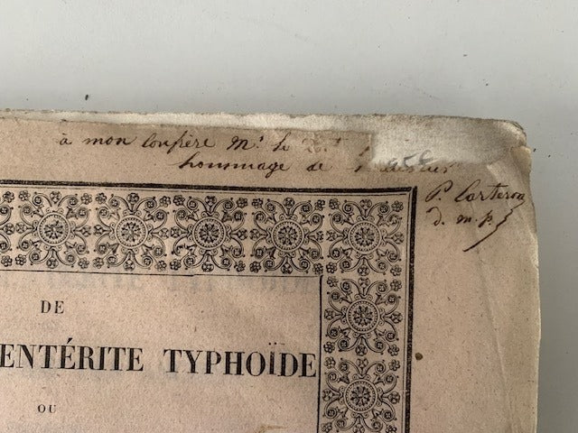 Paul-Alexandre  Carteron : De L'Entéro-Mésentérité Typhoïde ou Fièvre putride des Anciens [avec envoi]