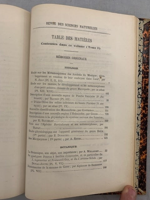 E. Dubreuil et E. Heckel : Revue des Sciences Naturelles. Tome I. No. 1. 1er Juin 1872