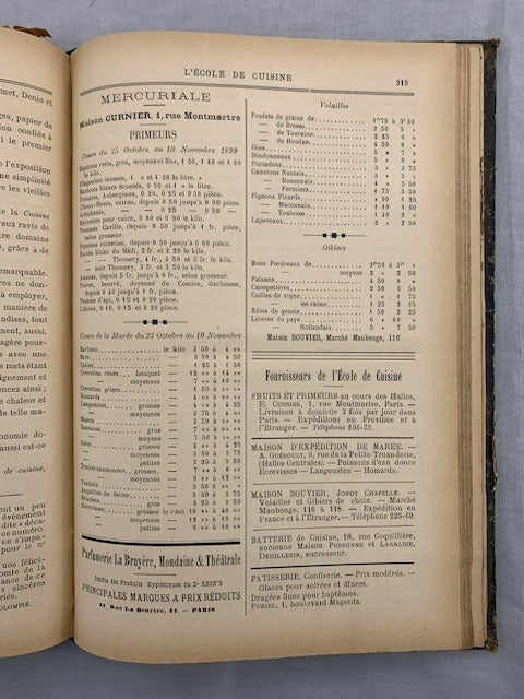 A. Colombié (directeur)‎ : L'École de Cuisine. Organe Officiel de l'École de cuisine. Année 1899 complète